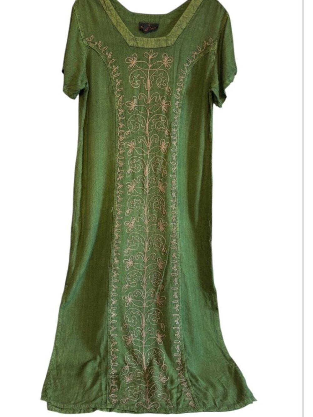 Sacred Threads BOHO Green Maxi Comfortable Flowing Dress One Size Fits Most